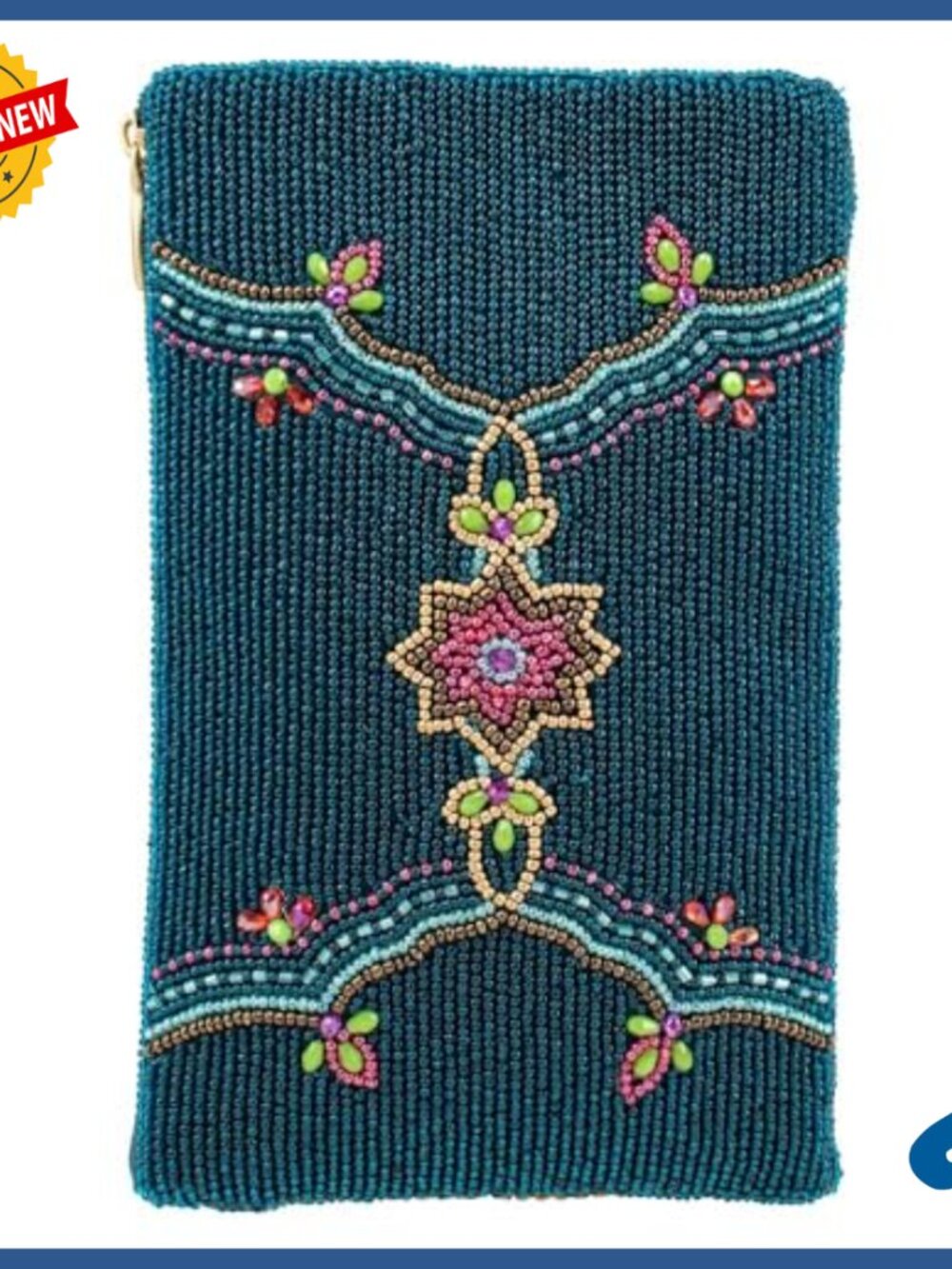 Beaded Crossbody Phone Bag Clutch with Adjustable Strap for Evening Wear - Picture 2 of 7